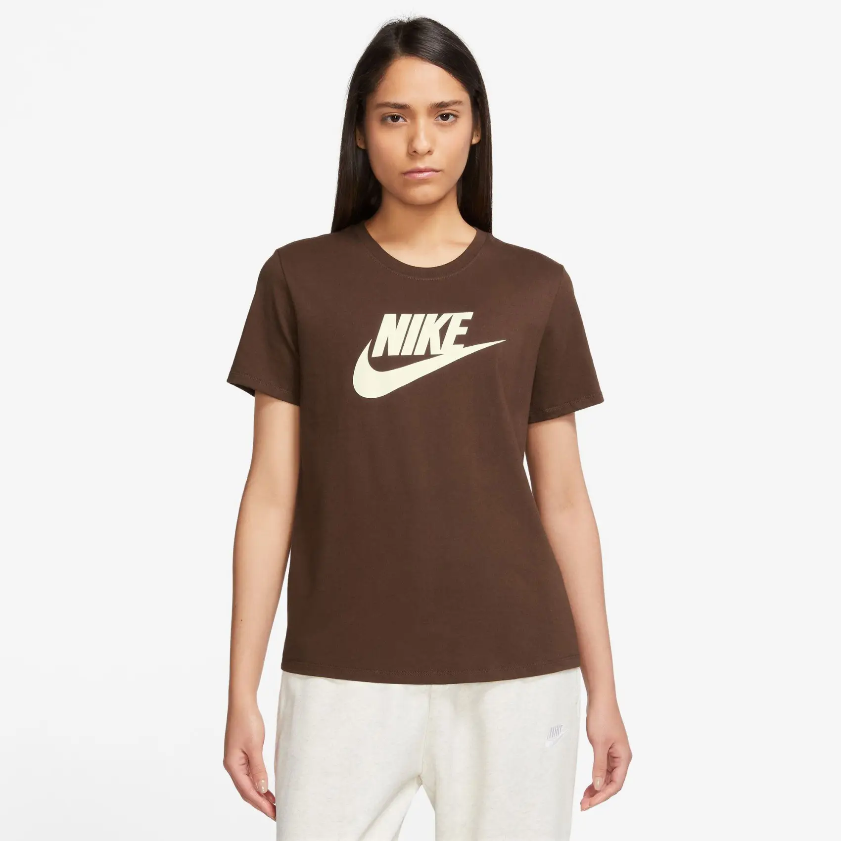Nike Nsw Club Ss Tee Icon Futura Kahverengi Kadın Tişört DX7906-260