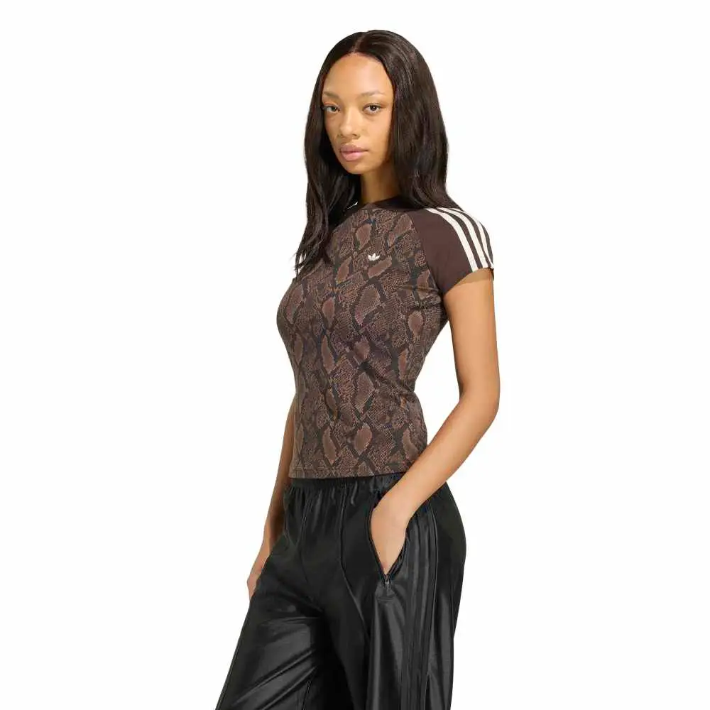 adidas SNAKE PRINT CALI Kahverengi Kadın Tişört KX1889