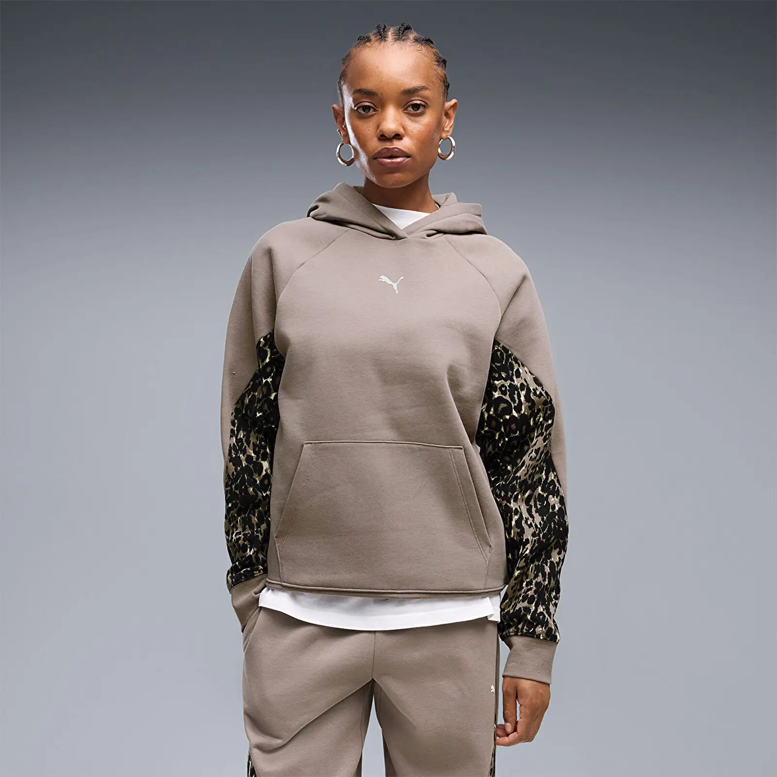 Puma SPORT ANIMAL Hoodie Gri Sweatshirts 694007 81