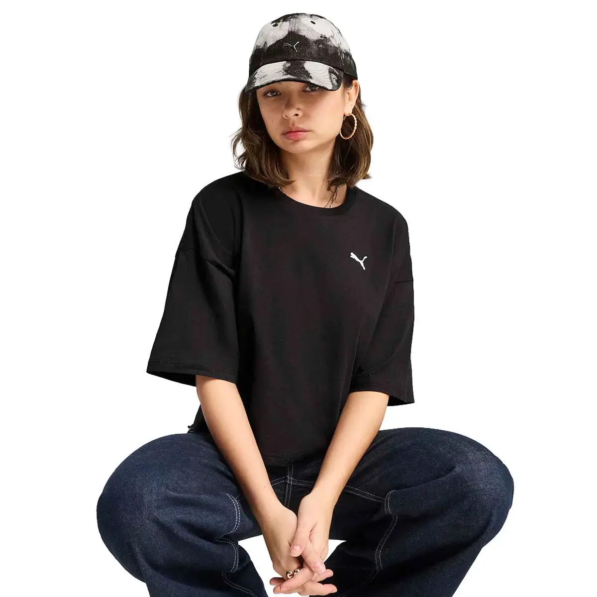 Puma WARDROBE ESS Oversized Tee Siyah Tişört 629743 01