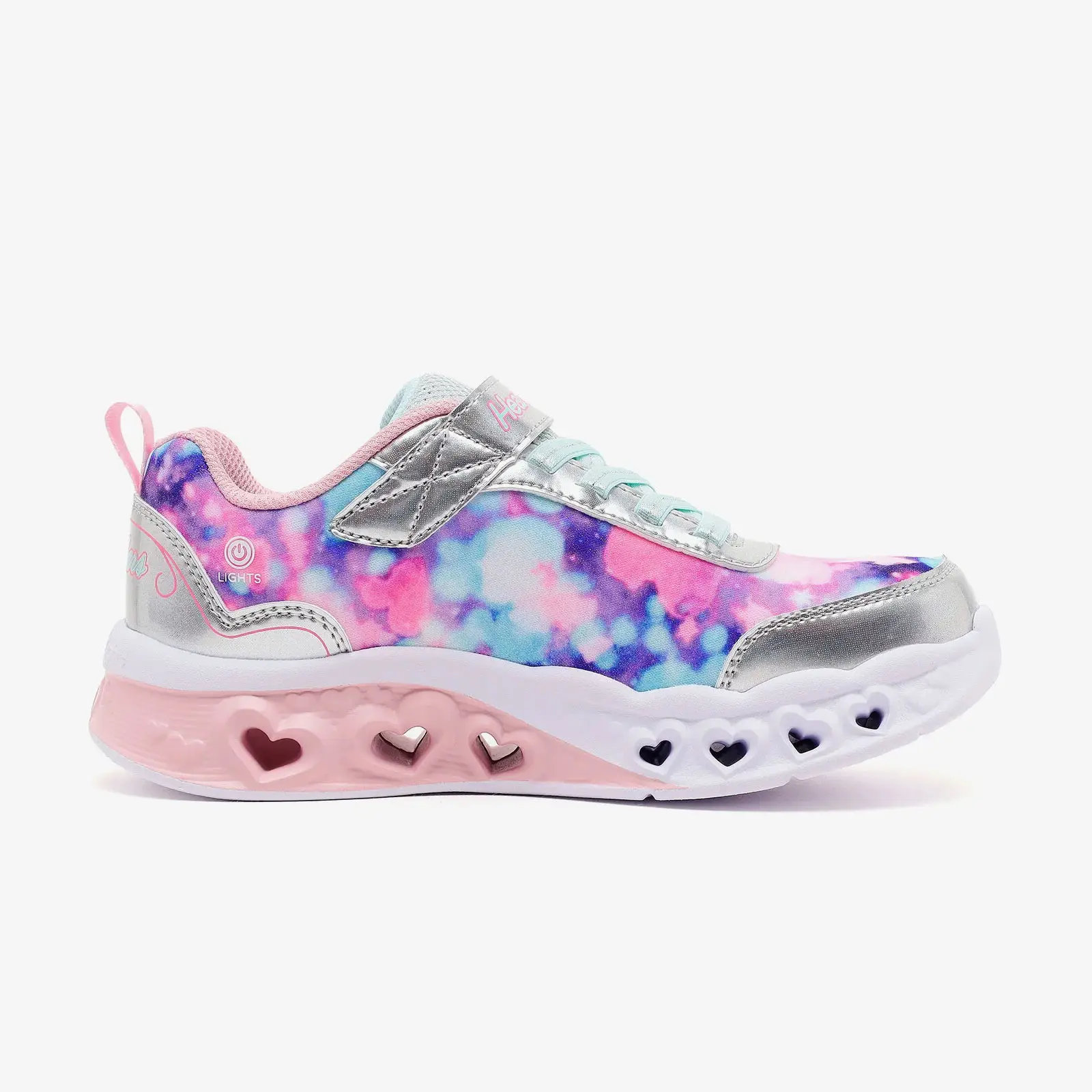 Skechers FLUTTER HEART LIGHTS - BLURRED LOVE Gri Çocuk Spor Ayakkabı 303255L-SLLP
